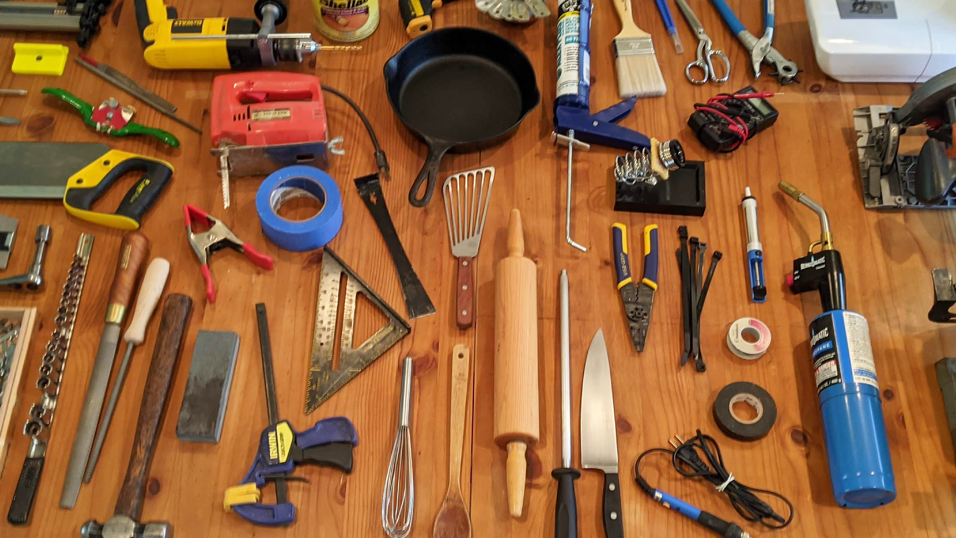 A layout of tools of all makes and uses